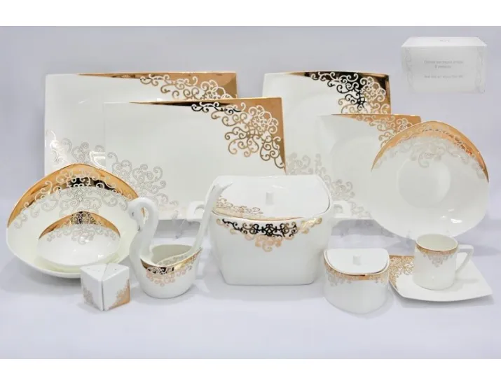 Чайно-столовый сервиз на 12 персон 93 предмета Lenardi Золотой орнамент 145-102