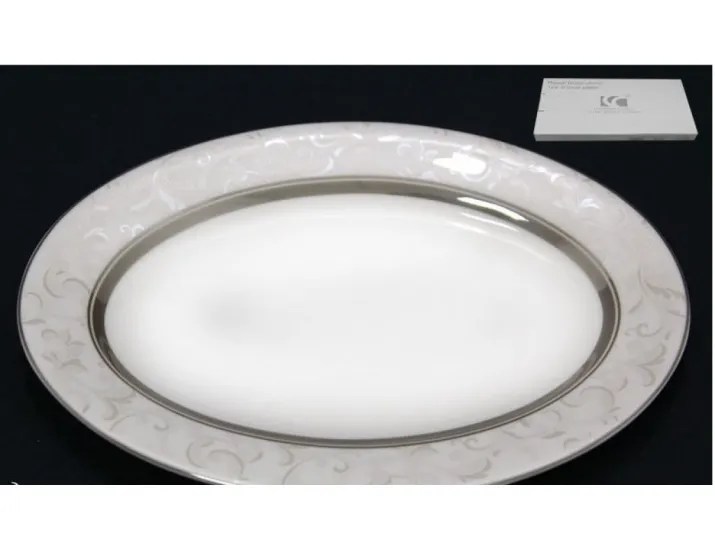 Блюдо овальное 35,5см Lenardi Серый шёлк 145-138