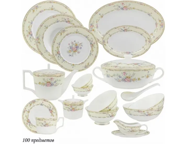 Чайно-толовый сервиз на 12 персон 100 предметов Lenardi Fleur 145-317