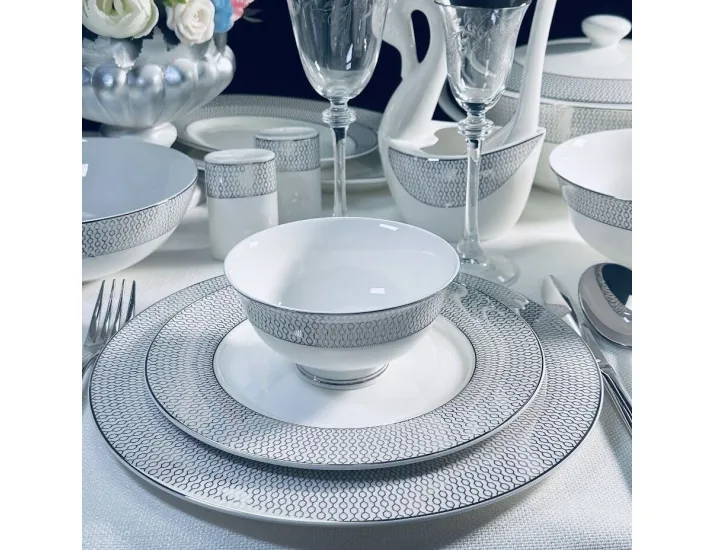 Обеденный сервиз на 6 персон 105предметов Lenardi Севилья серебро 145-554