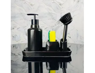 Набор кухонный диспенсер с щеткой и губкой на подставке Lenardi 146-032