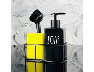 Набор кухонный диспенсер с щеткой и губкой на подставке Lenardi 146-033