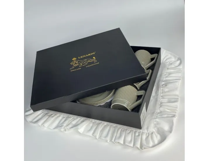 Набор кофейных пар на 6 персон 12 предметов 120мл Lenardi 155-003 серый