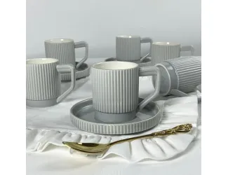 Набор кофейных пар на 6 персон 12 предметов 120мл Lenardi 155-004 серый