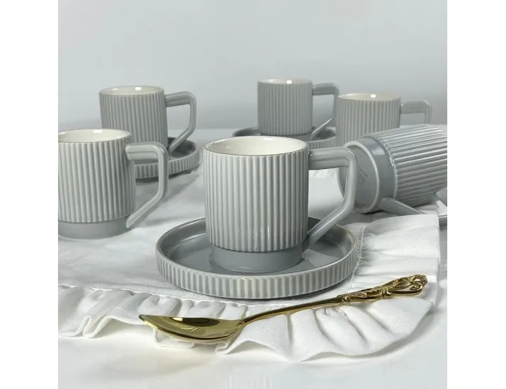 Набор кофейных пар на 6 персон 12 предметов 120мл Lenardi 155-004 серый