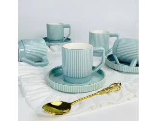 Набор кофейных пар на 6 персон 12 предметов 120мл Lenardi 155-005 голубой