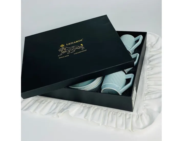 Набор кофейных пар на 6 персон 12 предметов 120мл Lenardi 155-005 голубой