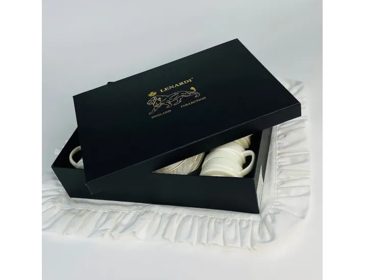 Набор кофейных пар на 6 персон 12 предметов 140мл Lenardi 155-006 молочный