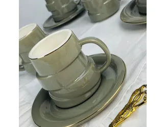 Набор кофейных пар на 6 персон 12 предметов 140мл Lenardi 155-008 серый