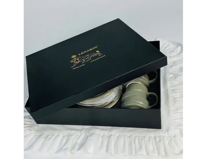 Набор кофейных пар на 6 персон 12 предметов 140мл Lenardi 155-008 серый