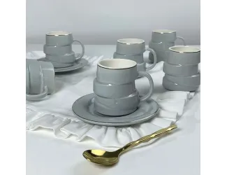 Набор кофейных пар на 6 персон 12 предметов 140мл Lenardi 155-011 серый