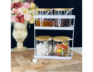 Набор для специй 4пр. с ложками на металлической подставке Lenardi 160-240