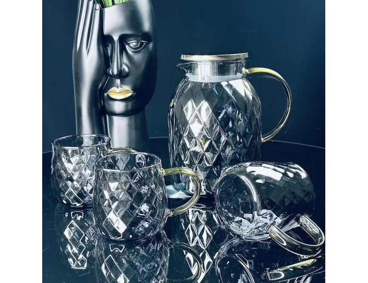 Набор графин 1750мл и 6 стаканов Lenardi 160-254 серый