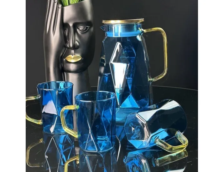 Набор графин 1700мл и 6 стаканов Lenardi 160-258 голубой