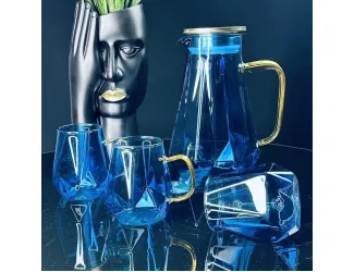 Набор графин 1850мл и 6 стаканов Lenardi 160-262 голубой