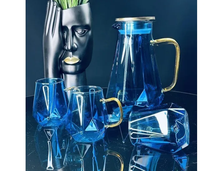 Набор графин 1850мл и 6 стаканов Lenardi 160-262 голубой
