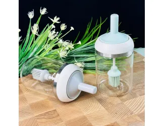 Банка для масла с кистью в под.уп.(х48)Стекло, бамбук