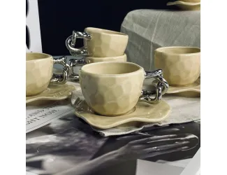 Набор кофейных пар на 6 персон 12 предметов 130мл Lenardi 163-080 бежевый