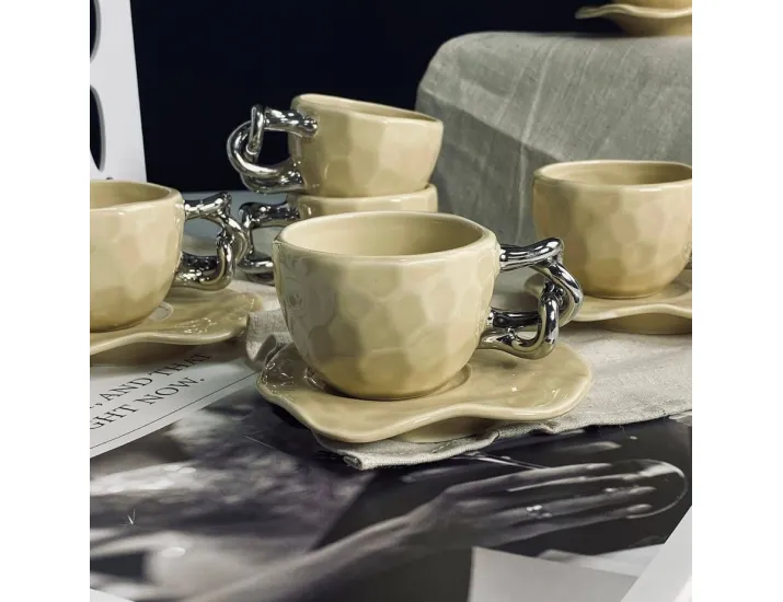 Набор кофейных пар на 6 персон 12 предметов 130мл Lenardi 163-080 бежевый