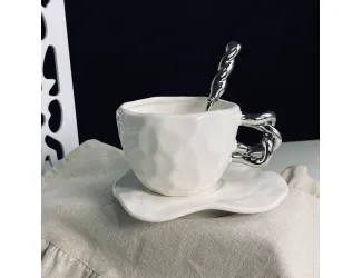 Чашка 280мл с блюдцем и ложкой Lenardi 163-082
