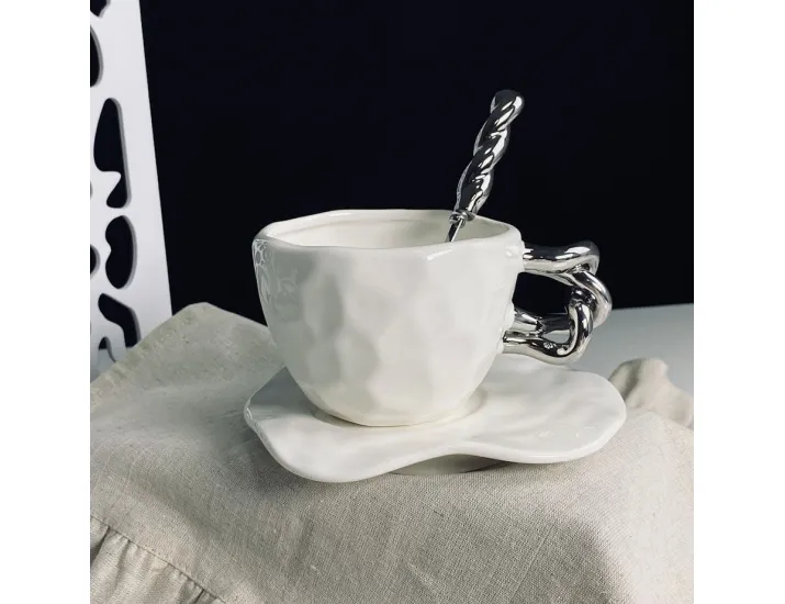 Чашка 280мл с блюдцем и ложкой Lenardi 163-082