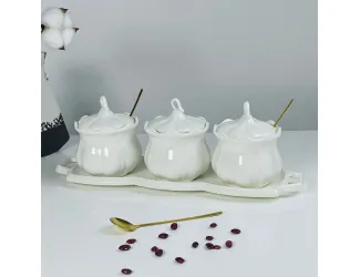 Набор из 3 банок 250мл с ложками на подставке 164-014