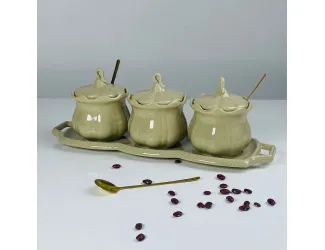 Набор из 3 баночек 250 мл с ложками на подставке Lenardi 164-015 серый