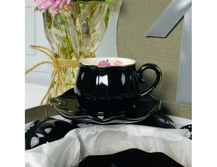 Набор кофейных пар на 6 персон 12 предметов 100мл Lenardi 181-187 чёрный