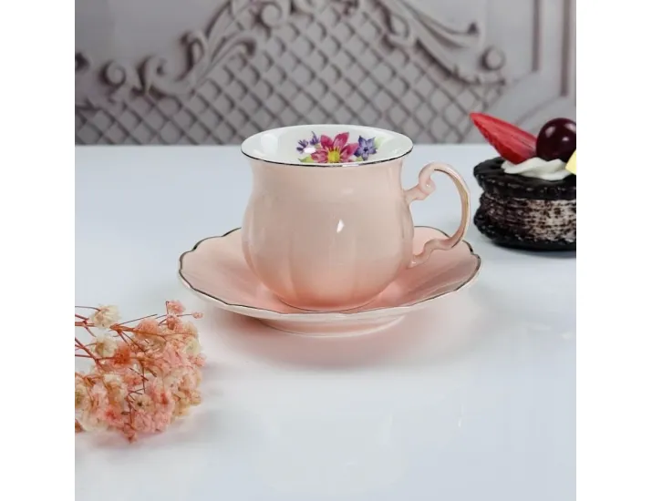 Набор кофейных пар на 6 персон 12 предметов 100мл Lenardi 181-192 розовый