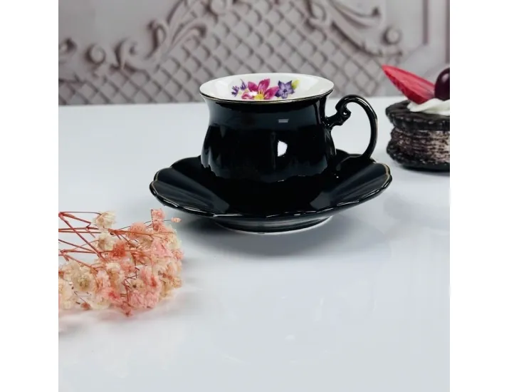 Набор кофейных пар на 6 персон 12 предметов 100мл Lenardi 181-193 чёрный