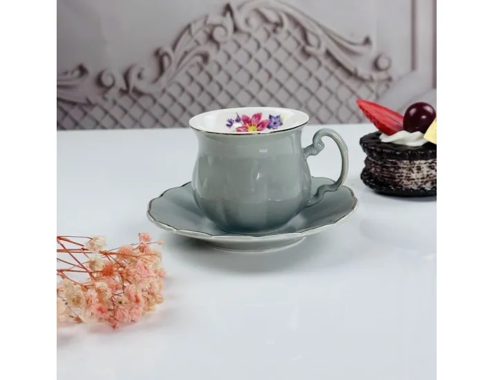 Набор кофейных пар на 6 персон 12 предметов 100мл Lenardi 181-194 серый