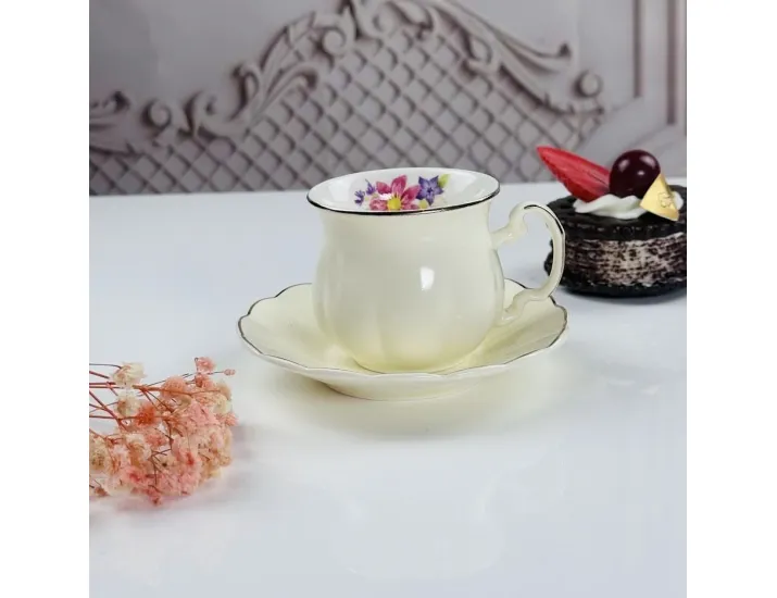 Набор кофейных пар на 6 персон 12 предметов 100мл Lenardi 181-195 молочный