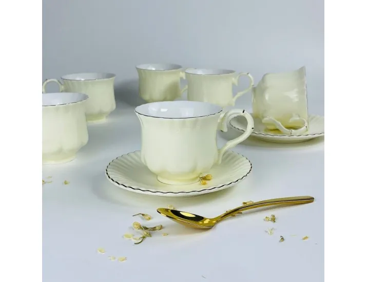 Набор чайных пар на 6 персон 12 предметов 270мл Lenardi 181-236 молочный