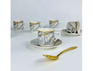Набор кофейных пар на 6 персон 12 предметов 100мл Lenardi 181-237 мрамор