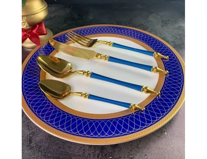 Набор столовых приборов Lenardi 24 предмета синий 197-019