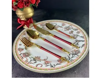 Набор столовых приборов Lenardi 24 предмета красный 197-020