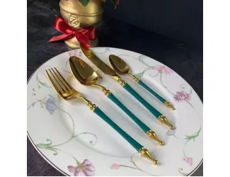 Набор столовых приборов Lenardi 24 предмета зелёный 197-021