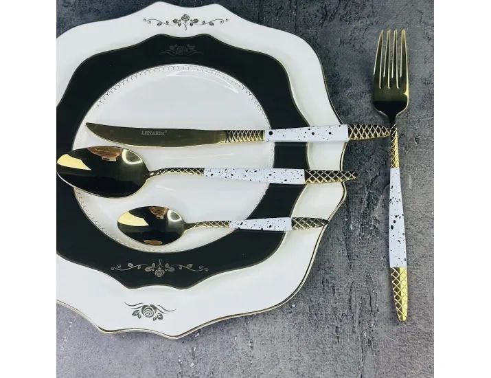 Набор столовых приборов на 6 персон 24 предмета Lenardi 200-028 белый