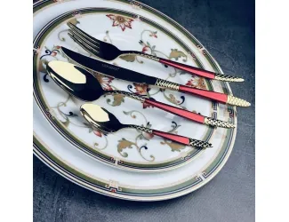 Набор столовых приборов на 6 персон 24 предмета Lenardi 200-029 красный