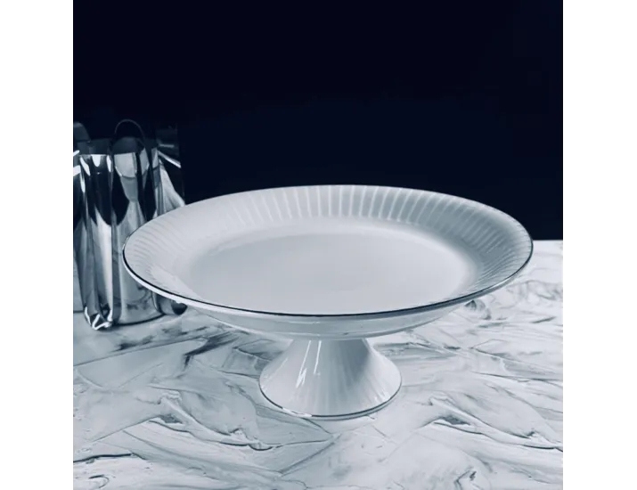 Круглое блюдо 30,5см на ножке Lenardi Marzipan Grey 102-060