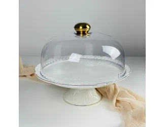 Тортовница 30,5см на ножке с крышкой Lenardi Orchidea 109-270