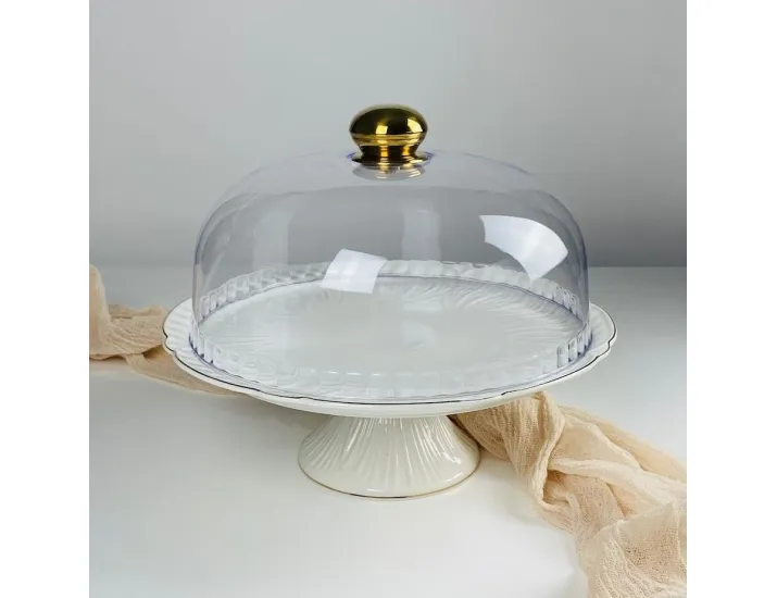 Тортовница 30,5см на ножке с крышкой Lenardi Orchidea 109-270