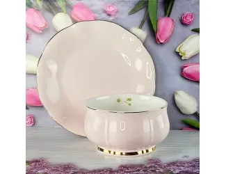 Набор из 6 салатников 12см и 6 тарелок 19см Lenardi Multicolor 133-361 розовый