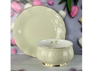 Набор из 6 салатников 12см и 6 тарелок 19см Lenardi Multicolor 133-363 бежевый