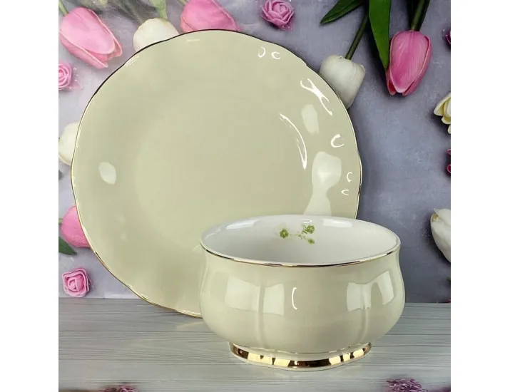 Набор из 6 салатников 12см и 6 тарелок 19см Lenardi Multicolor 133-363 бежевый