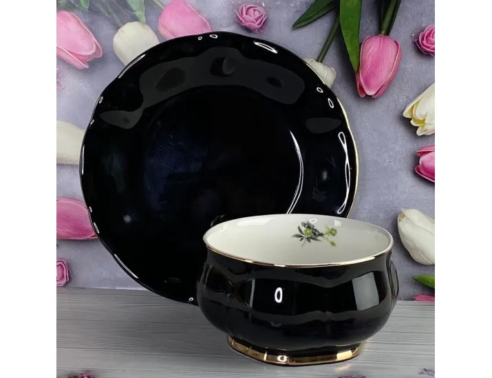 Набор из 6 салатников 12см и 6 тарелок 19см Lenardi Multicolor 133-364 чёрный