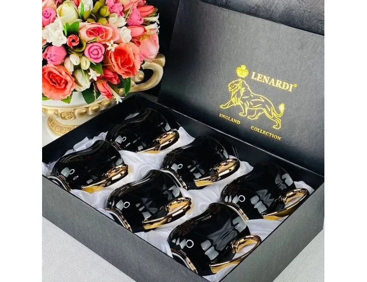 Набор из 6 кружек 400мл Lenardi Multicolor 133-371 чёрный