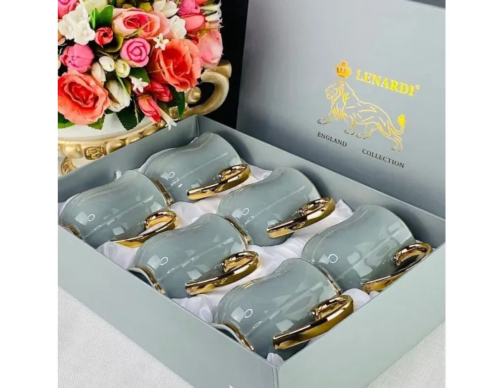 Набор из 6 кружек 400мл Lenardi Multicolor 133-372 серый