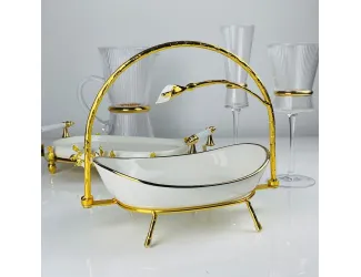 Овальное глубокое блюдо 23см на подставке Lenardi Melody 163-030