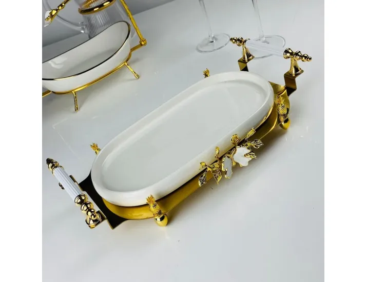 Овальное блюдо 28см на подставке Lenardi Melody 163-041